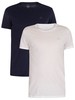 GANT 2 Pack Lounge Crew Neck T-Shirts - Navy/White