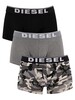 Diesel 3 Pack Damien Trunks - Camo/Grey/Black