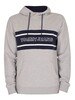 Tommy Jeans Pieced Band Logo Pullover Hoodie - Light Grey Heather