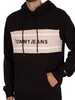 Tommy Jeans Pieced Band Logo Pullover Hoodie - Black/Smooth Stone