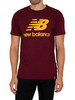New Balance Essentials Stacked Logo T-Shirt - Garnet Heather