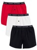 Tommy Hilfiger 3 Pack Woven Boxers - Desert Sky/White/Primary Red