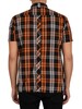 Trojan Check Woven Shortsleeved Shirt - Black/Orange/Ecru