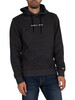 Tommy Jeans Straight Logo Pullover Hoodie - Black
