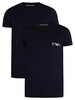 Emporio Armani 2 Pack Lounge Crew T-Shirts - Marine