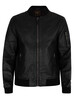Superdry Leather Bomber Jacket - Black