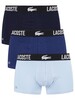 Lacoste 3 Pack Casual Trunks - Navy/Blue/Light Blue