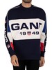 GANT Retro Shield Block Relaxed Sweatshirt - Evening Blue