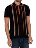 Trojan Stripe Taped Zip Fine Gauge Polo Shirt - Black