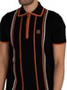 Trojan Stripe Taped Zip Fine Gauge Polo Shirt - Black