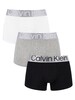Calvin Klein 3 Pack Reconsidered Steel Trunks - Black/White/Grey Heather