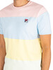 Fila Serve Cut & Sew Stripe T-Shirt - Pink Dogwood/Blue/Yellow/Ambre