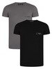 Emporio Armani 2 Pack Lounge Crew T-Shirts - Black/Pewter