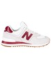 New Balance 574 Suede Trainers - White/Red