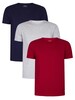 Lyle & Scott 3 Pack Lounge Maxwell T-Shirt - Rio Red/Light Grey Marl/Peacoat