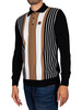 Trojan Textured Stripe Fine Gauge Longsleeved Polo Shirt - Black