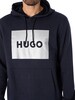 HUGO Duratschi Graphic Pullover Hoodie - Navy/Silver