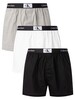 Calvin Klein 3 Pack 1996 Slim Woven Boxers - Black/White/Grey Heather