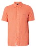 Tommy Hilfiger Pigment Dyed Linen Short Sleeved Shirt - Peach Dusk