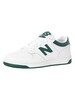 New Balance BB480 Leather Trainers - White/Green