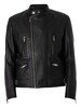 HUGO Lewis Leather Jacket - Black