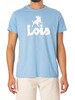 Lois Jeans Logo Classic T-Shirt - Sky/White