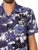 Far Afield Selleck Short Sleeved Floral Shirt - Navy Iris