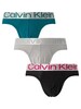 Calvin Klein 3 Pack Reconsidered Steel Hip Briefs - Black/Grey/Green