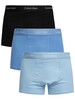 Calvin Klein 3 Pack Icon Relaxed Fit Trunks - Black/Glacier/Blue Bell