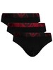 Emporio Armani 3 Pack Stretch Cotton Briefs - Black/Red