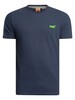 Superdry Essential Logo EMB T-Shirt - Lauren Navy/Fluro Lime