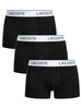 Lacoste 3 Pack Cotton Stretch Trunks - Black/White