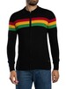 Trojan Colour Block Longsleeved Zip Polo Knit - Black